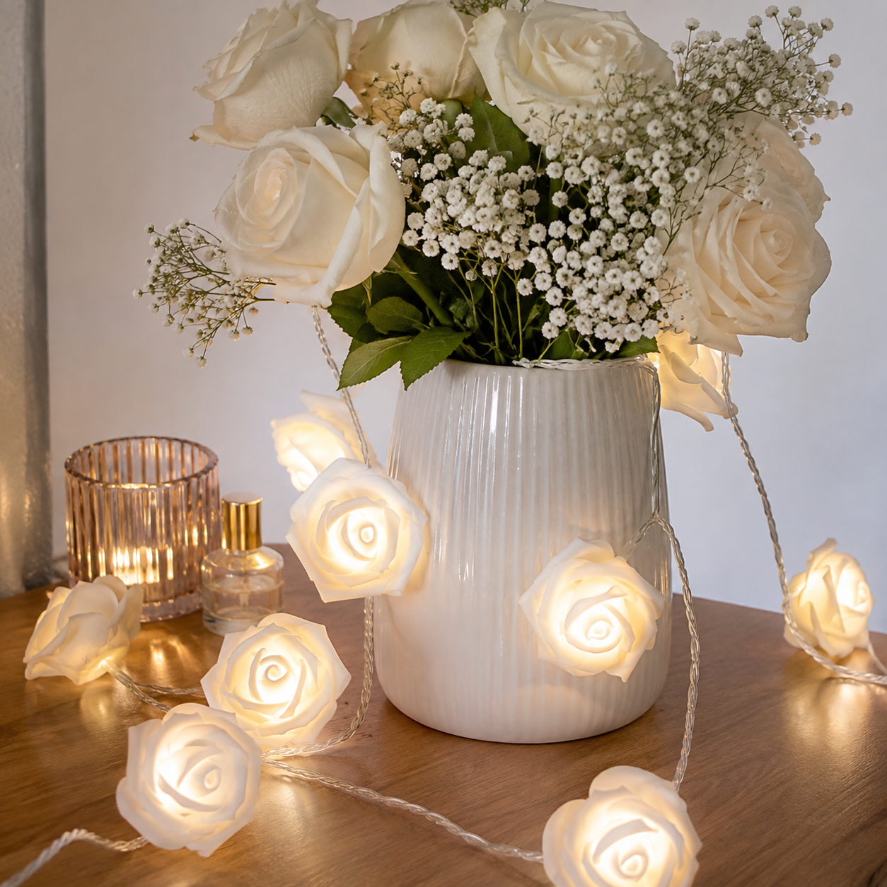 LED Rose String Lights For Wedding Garden And Room Decoration