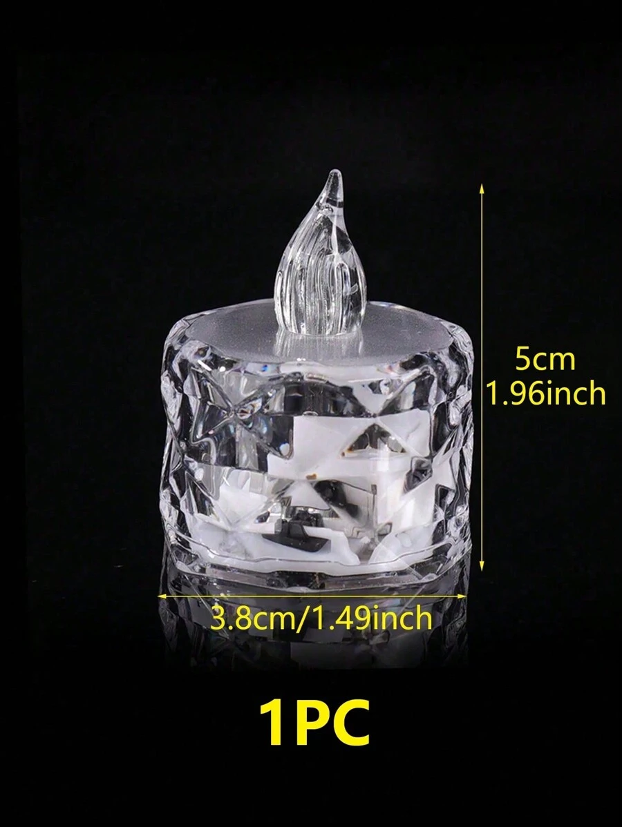 24/12/1pc Flameless LED Tea Light Candles, Battery Operated, Suitable For Yoga/Home/Wedding Decor, Holiday Gifts And Romantic Atmosphere Decoration, Crystal Decor Plastic Candles, Indoor Decor, Perfect For Christmas, Party, Outdoor, Dining Table, Halloween, Anniversary, Holiday And Proposal, Restaurant, Camping, Autumn Decor, Harvest Festival Decor, Room Decor, Bedroom Decor (Warm White Light, Battery Included) (1.5 Inches X 1.9 Inches) - Multicolor - View 11