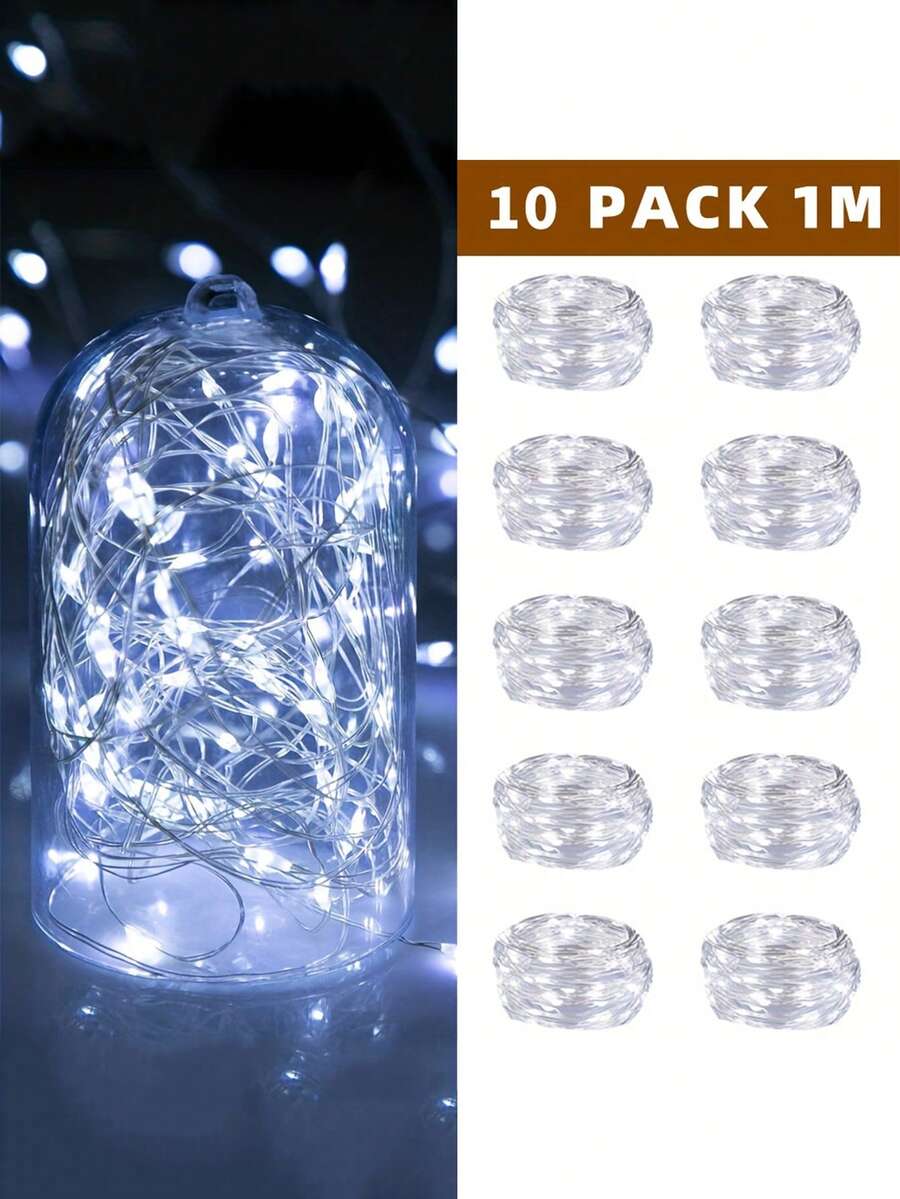 20 Pack Fairy Lights Battery Powered LED Mini Light String Twinkle Lights Copper Wire Firefly Star Lights For Mason Jar Wedding Party Christmas Centerpiece Table Decoration, White, LED Fairy Lights, 100cm Silver Wire Light String Mini Lights For Bedroom, DIY Crafts, Christmas Wreath, Party Decorations (White) - White - View 5