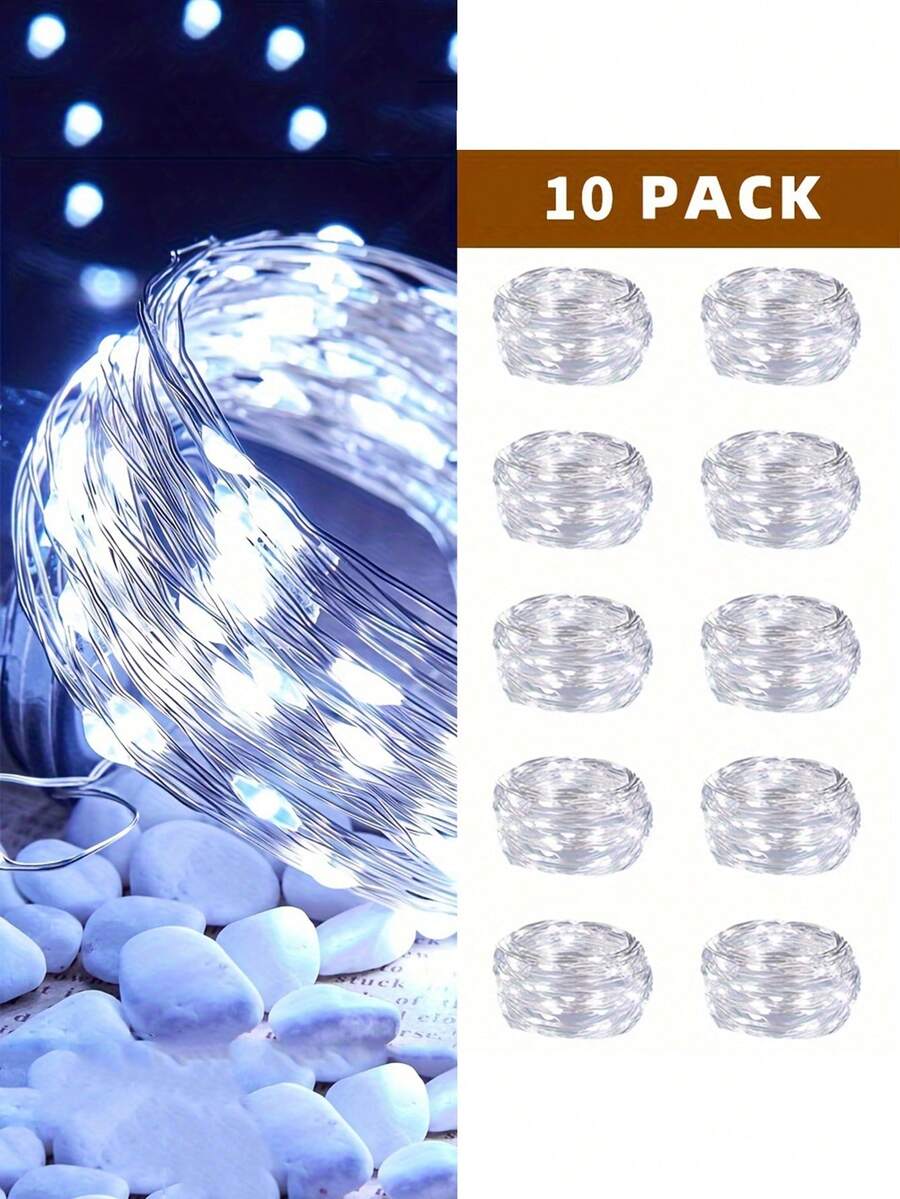20 Pack Fairy Lights Battery Powered LED Mini Light String Twinkle Lights Copper Wire Firefly Star Lights For Mason Jar Wedding Party Christmas Centerpiece Table Decoration, White, LED Fairy Lights, 100cm Silver Wire Light String Mini Lights For Bedroom, DIY Crafts, Christmas Wreath, Party Decorations (White) - White - View 8