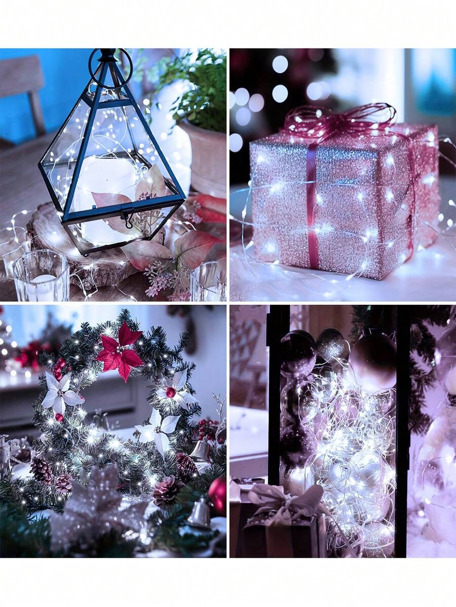 20 Pack Fairy Lights Battery Powered LED Mini Light String Twinkle Lights Copper Wire Firefly Star Lights For Mason Jar Wedding Party Christmas Centerpiece Table Decoration, White, LED Fairy Lights, 100cm Silver Wire Light String Mini Lights For Bedroom, DIY Crafts, Christmas Wreath, Party Decorations (White) - White - View 6