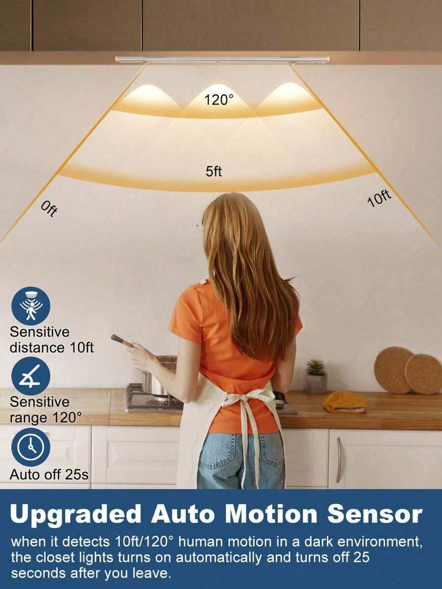 Modern LED Motion Sensor Strip Light, Wireless Rechargeable Magnetic Light Bar For Shoe Cabinets, Display Cases, Wardrobes, Smart Cabinets - Hill Effect, No Wiring Required, Easy Installation, USB-Powered, Plastic Material, Moire Pattern - Cat's Eye Sensor Light - View 6