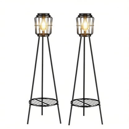 Waterproof Solar Lights With Plant Stand For Patio and Garden Decor