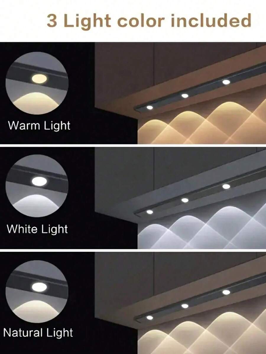 Modern LED Motion Sensor Strip Light, Wireless Rechargeable Magnetic Light Bar For Shoe Cabinets, Display Cases, Wardrobes, Smart Cabinets - Hill Effect, No Wiring Required, Easy Installation, USB-Powered, Plastic Material, Moire Pattern - Cat's Eye Sensor Light - View 10