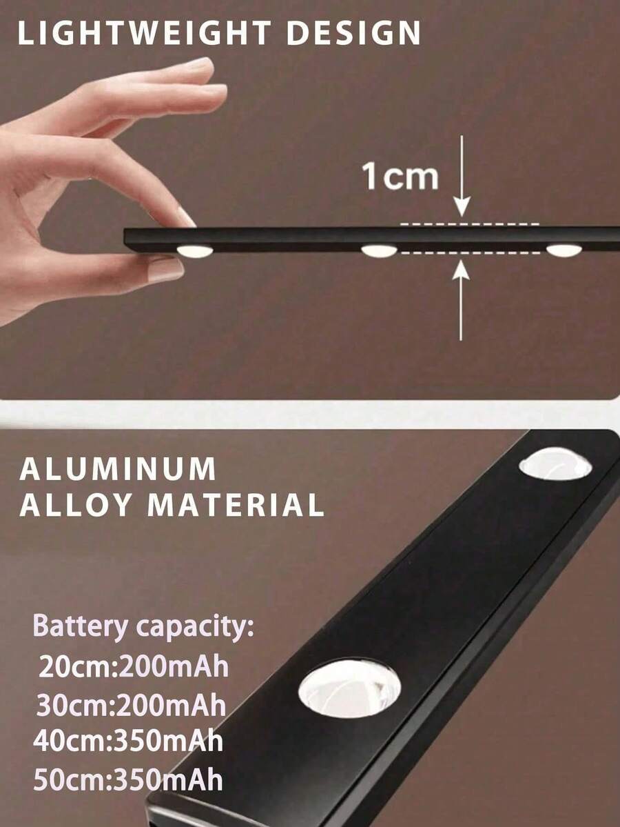 Modern LED Motion Sensor Strip Light, Wireless Rechargeable Magnetic Light Bar For Shoe Cabinets, Display Cases, Wardrobes, Smart Cabinets - Hill Effect, No Wiring Required, Easy Installation, USB-Powered, Plastic Material, Moire Pattern - Cat's Eye Sensor Light - View 11