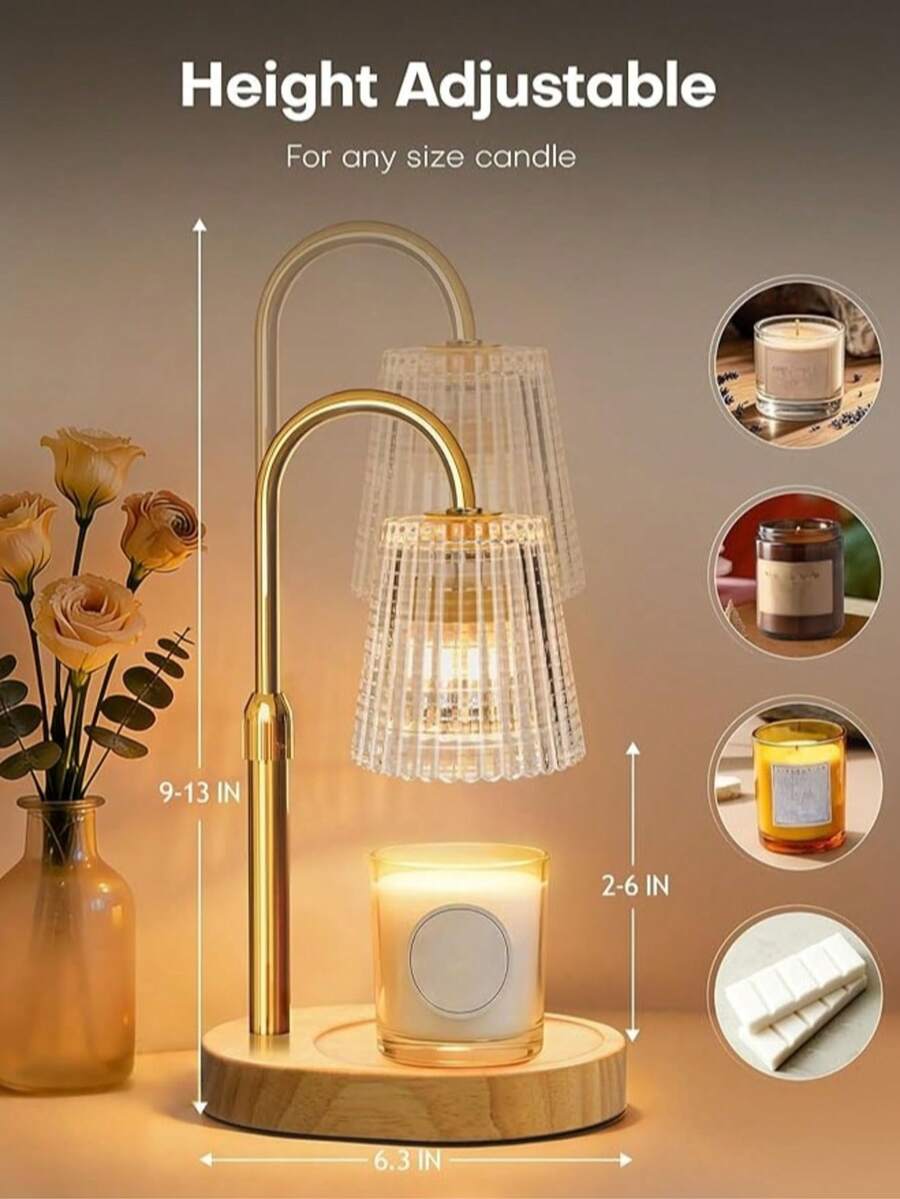 Candle Warmer Lamp With Timer And Dimmer Adjustable Height For Home Room Decor, Brithday Gifts For Women, Candle Warmer For Scented Jar Candles Mother's Day Gifts,Champagne - 1PC - View 4