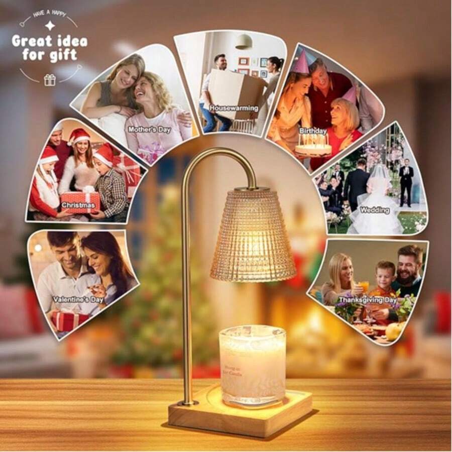 Candle Warmer Lamp With Timer And Dimmer Adjustable Height For Home Room Decor, Brithday Gifts For Women, Candle Warmer For Scented Jar Candles Mother's Day Gifts,Champagne - 1PC - View 5