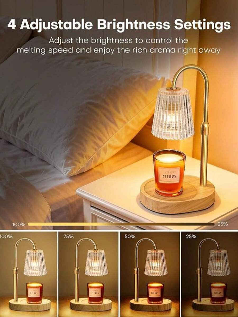 Candle Warmer Lamp With Timer And Dimmer Adjustable Height For Home Room Decor, Brithday Gifts For Women, Candle Warmer For Scented Jar Candles Mother's Day Gifts,Champagne - 1PC - View 6