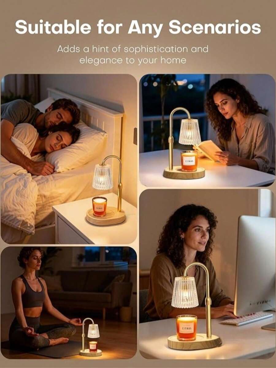 Candle Warmer Lamp With Timer And Dimmer Adjustable Height For Home Room Decor, Brithday Gifts For Women, Candle Warmer For Scented Jar Candles Mother's Day Gifts,Champagne - 1PC - View 7