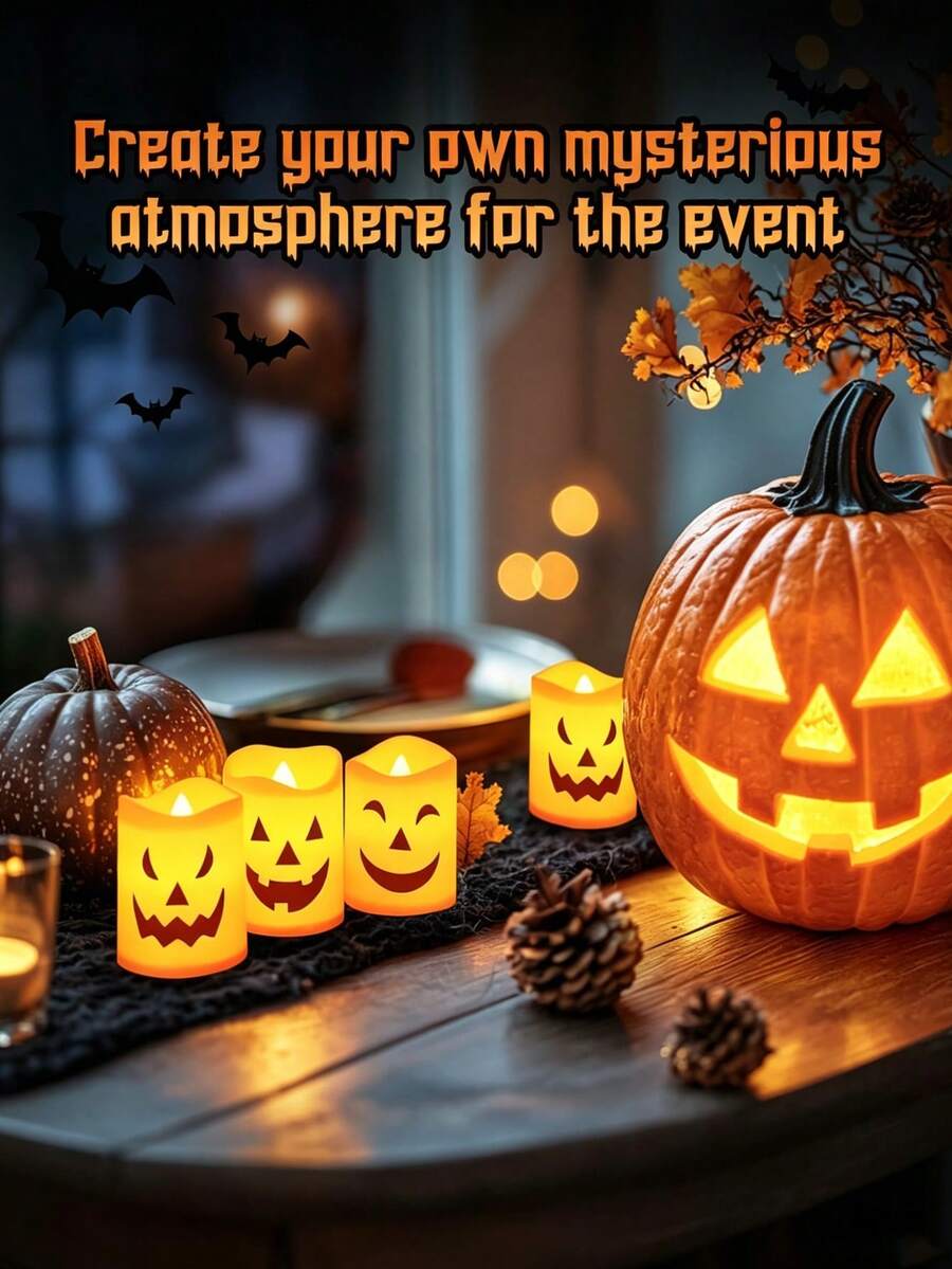 12/6/1pc Halloween LED Candles, Small Pumpkin Lanterns, Night Light Decor, Warm White Electronic Candles, Flameless Dripless Plastic Candles, Halloween Flameless Wishing Candles, Extinguished Candles, Candles, Wedding Room Decor Candles, Birthday Party Lighting Decor Candles, Halloween Night Party Decorations - Candle Lamp - View 10