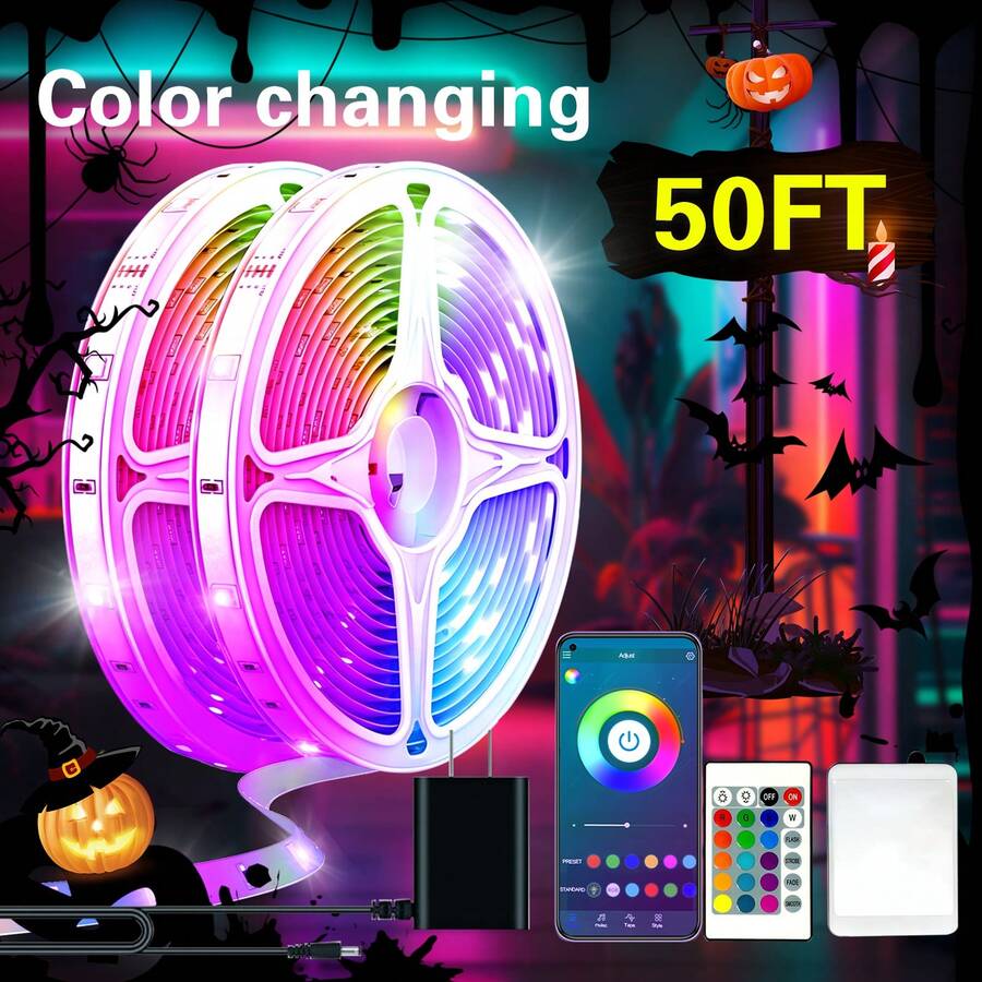 25/50/100/130/200/260 Ft RGB LED Light Strip, Smart Light Strip, App And Remote Control, Christmas, Halloween Decoration, Suitable For Family And Friends Reunion, Bedroom, Party Decoration, Atmosphere Creation - multicolour - View 13