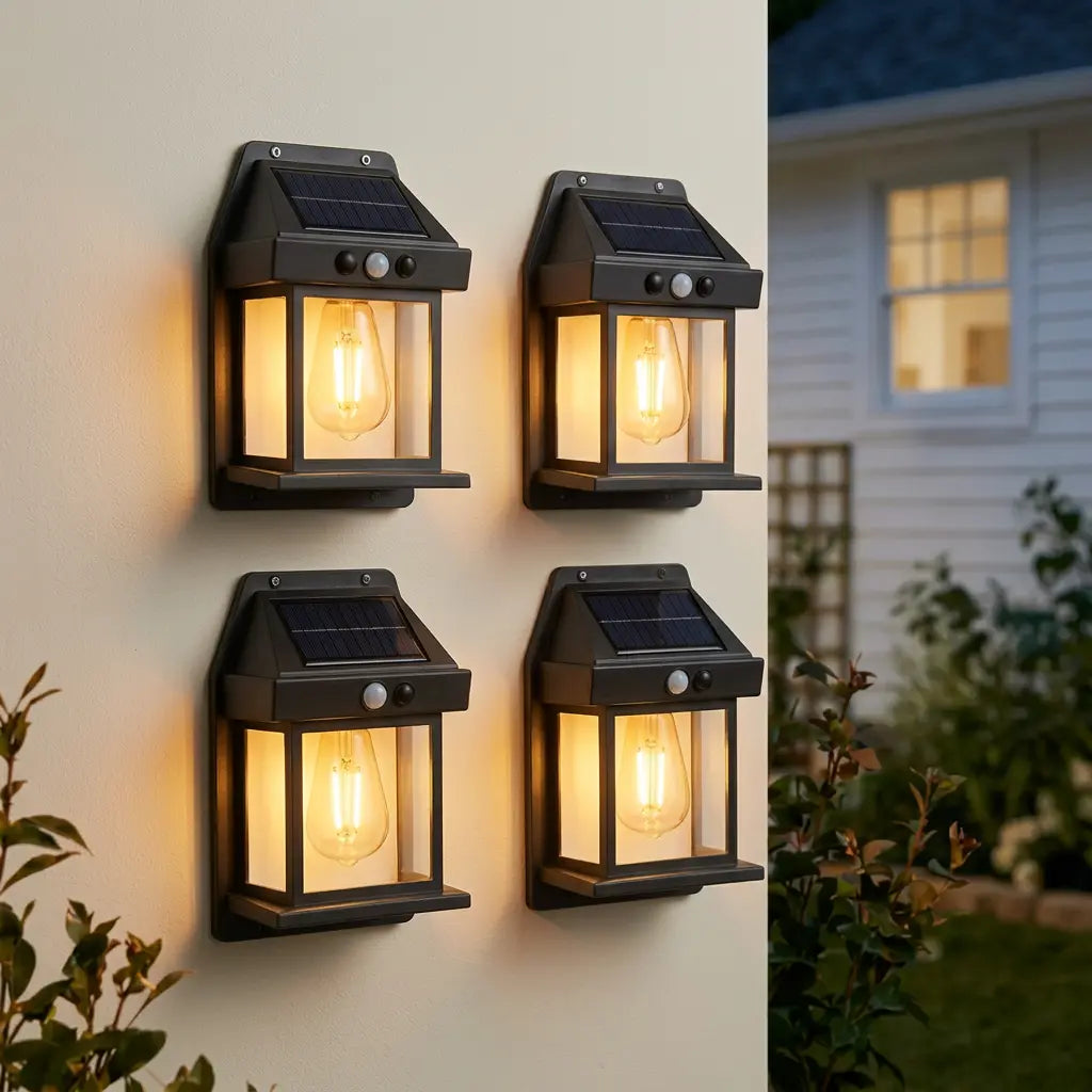 Solar Powered Motion Sensor Weatherproof Outdoor Wall Lights