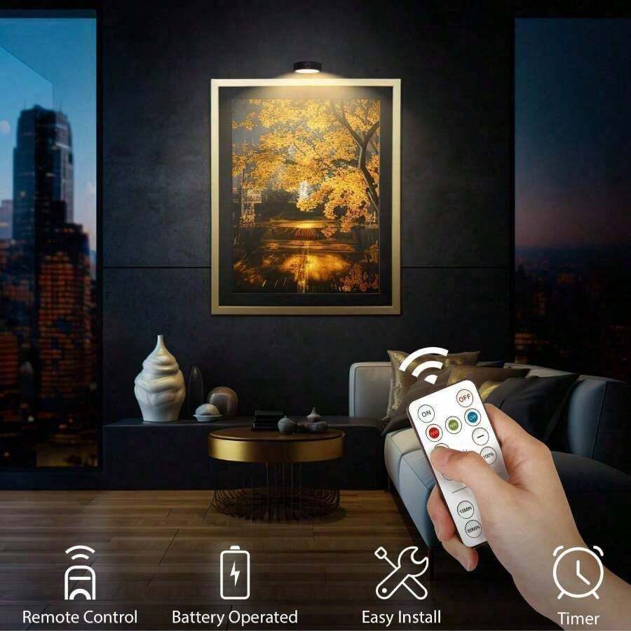1/3/6pcs Led Wireless Metal Wall Art LED Picture Lights, Wall Lamp, Fairy Lights, Night Light, Book Light, Led Lights Picture Frame Artworking Portrait, Stairs, Corridors, Bedroom Decoration, Living Room,Party Decorations,Home Decor,Room Decor - Three Colors Of Light - View 11