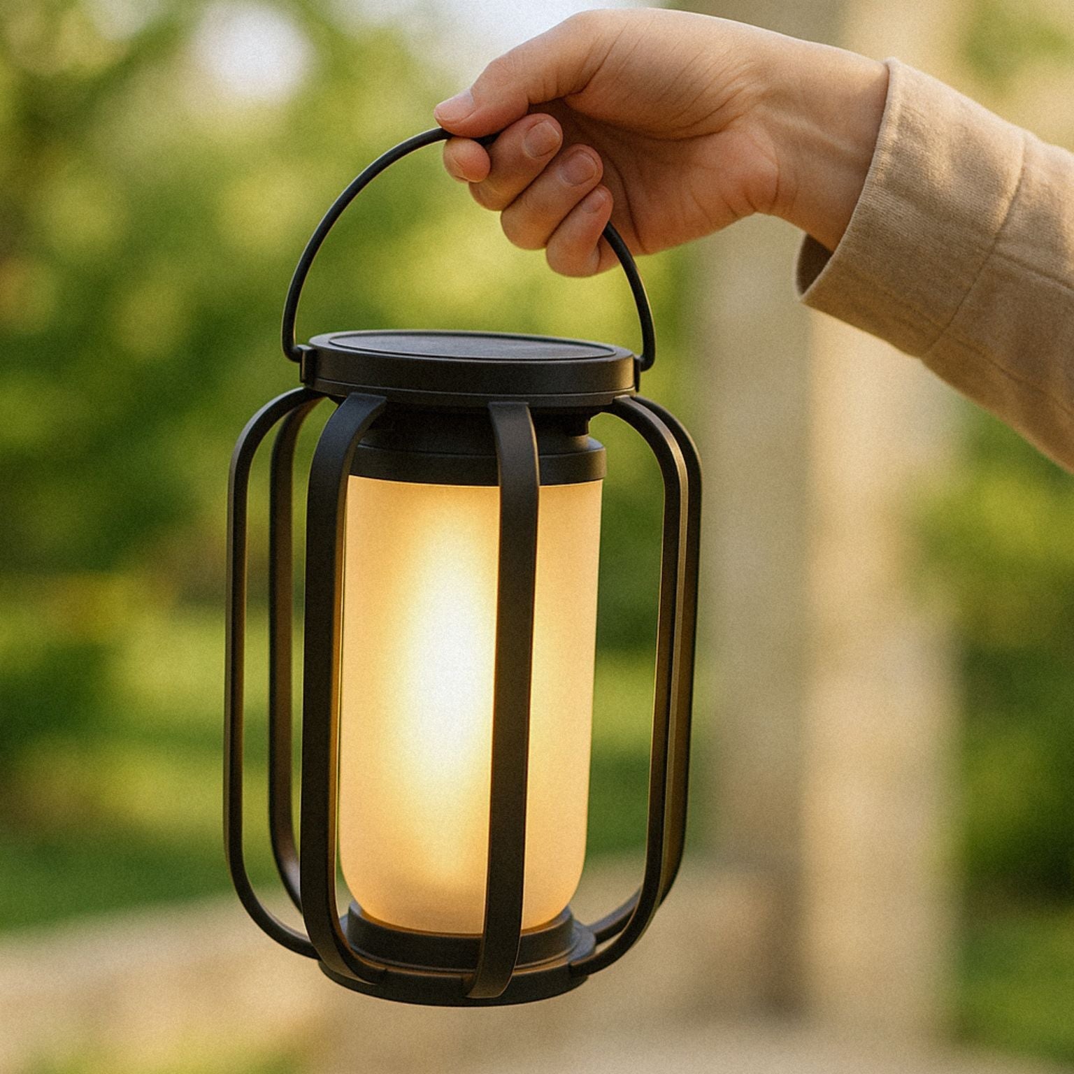 Realistic Solar Outdoor Automatic Firelight Lantern