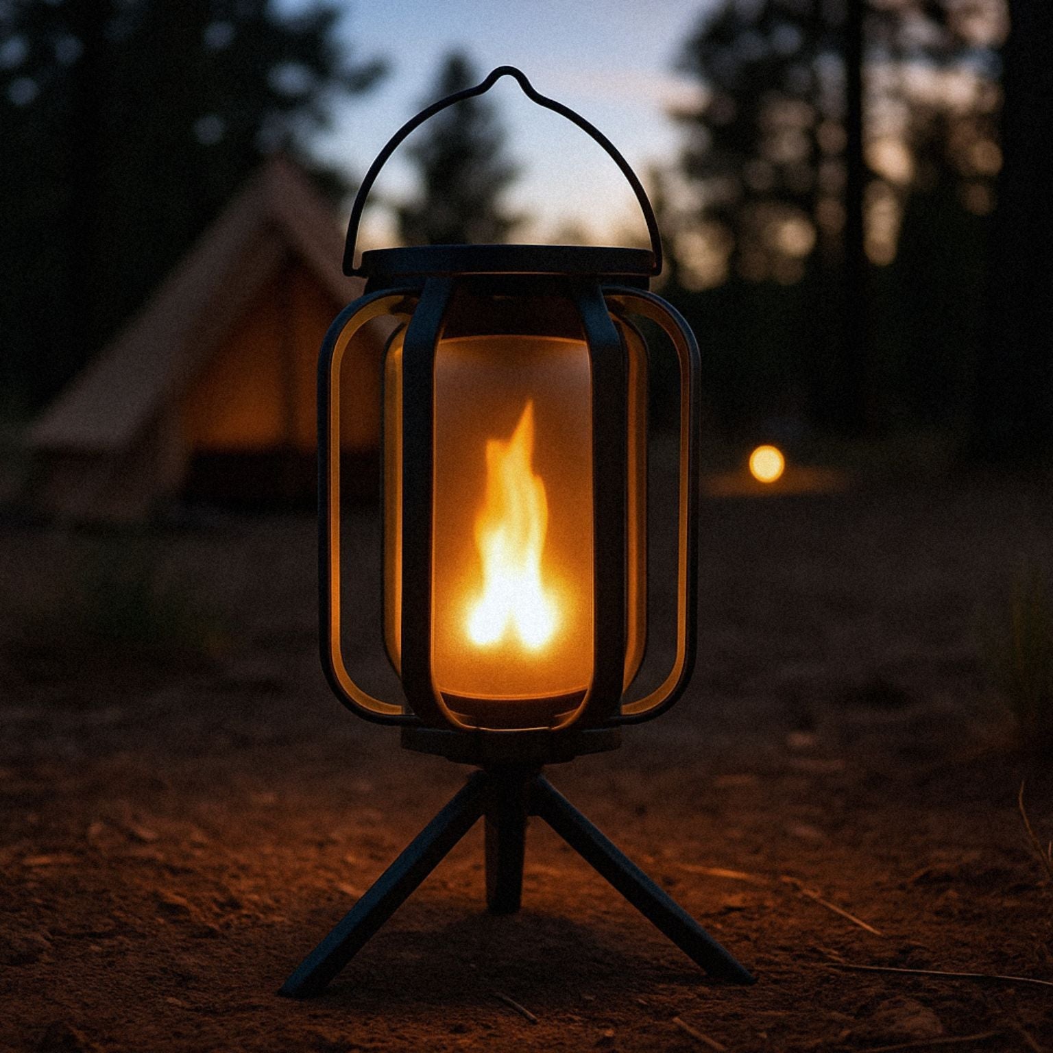 Realistic Solar Outdoor Automatic Firelight Lantern
