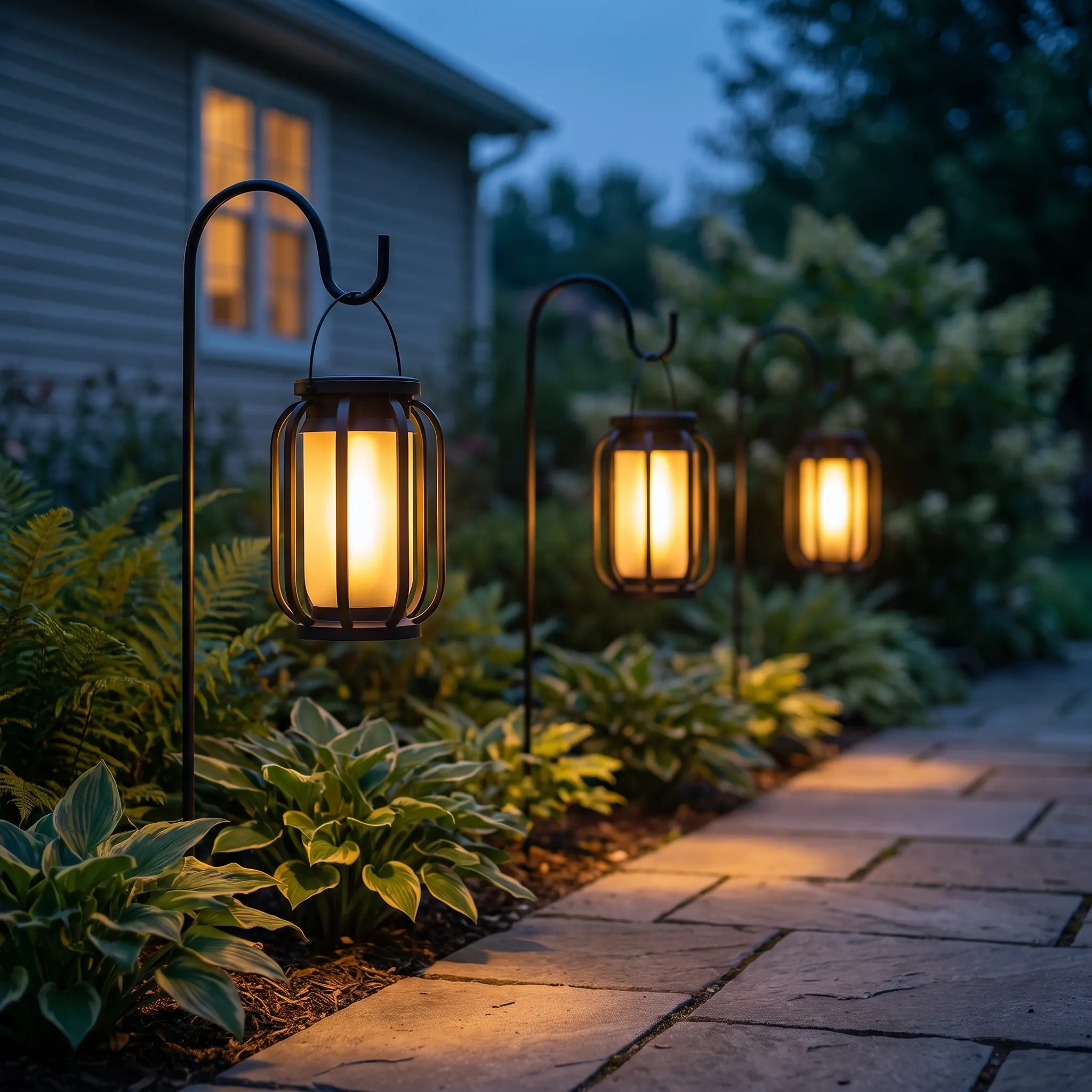 Realistic Solar Outdoor Automatic Firelight Lantern