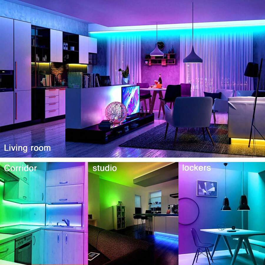 25/50/100/130/200/260 Ft RGB LED Light Strip, Smart Light Strip, App And Remote Control, Christmas, Halloween Decoration, Suitable For Family And Friends Reunion, Bedroom, Party Decoration, Atmosphere Creation - multicolour - View 9