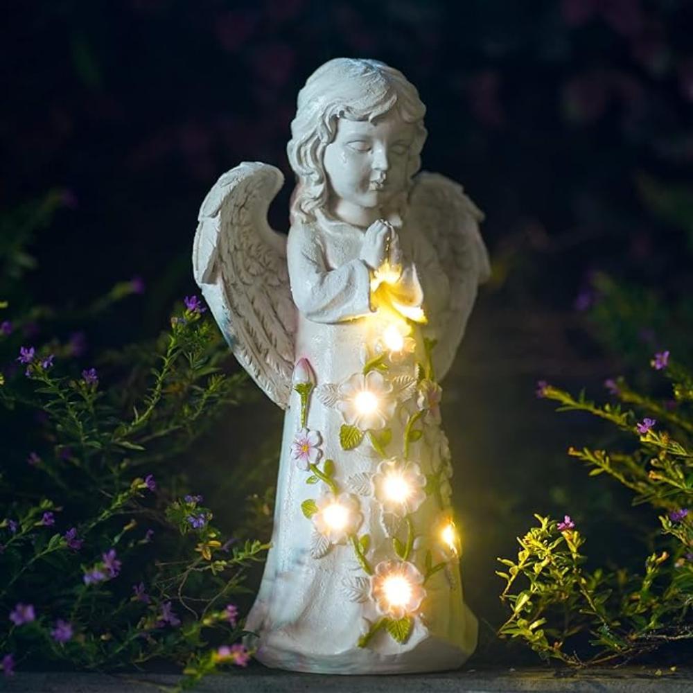 Solar Powered Garden Statue With 7 LED Decorative Lights-Solar Flame Torch