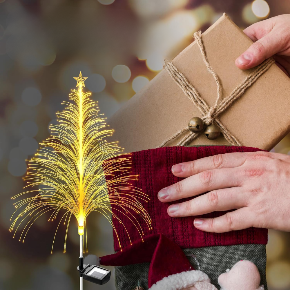 Solar Fiber Christmas Tree Outdoor Garden Pathway Light