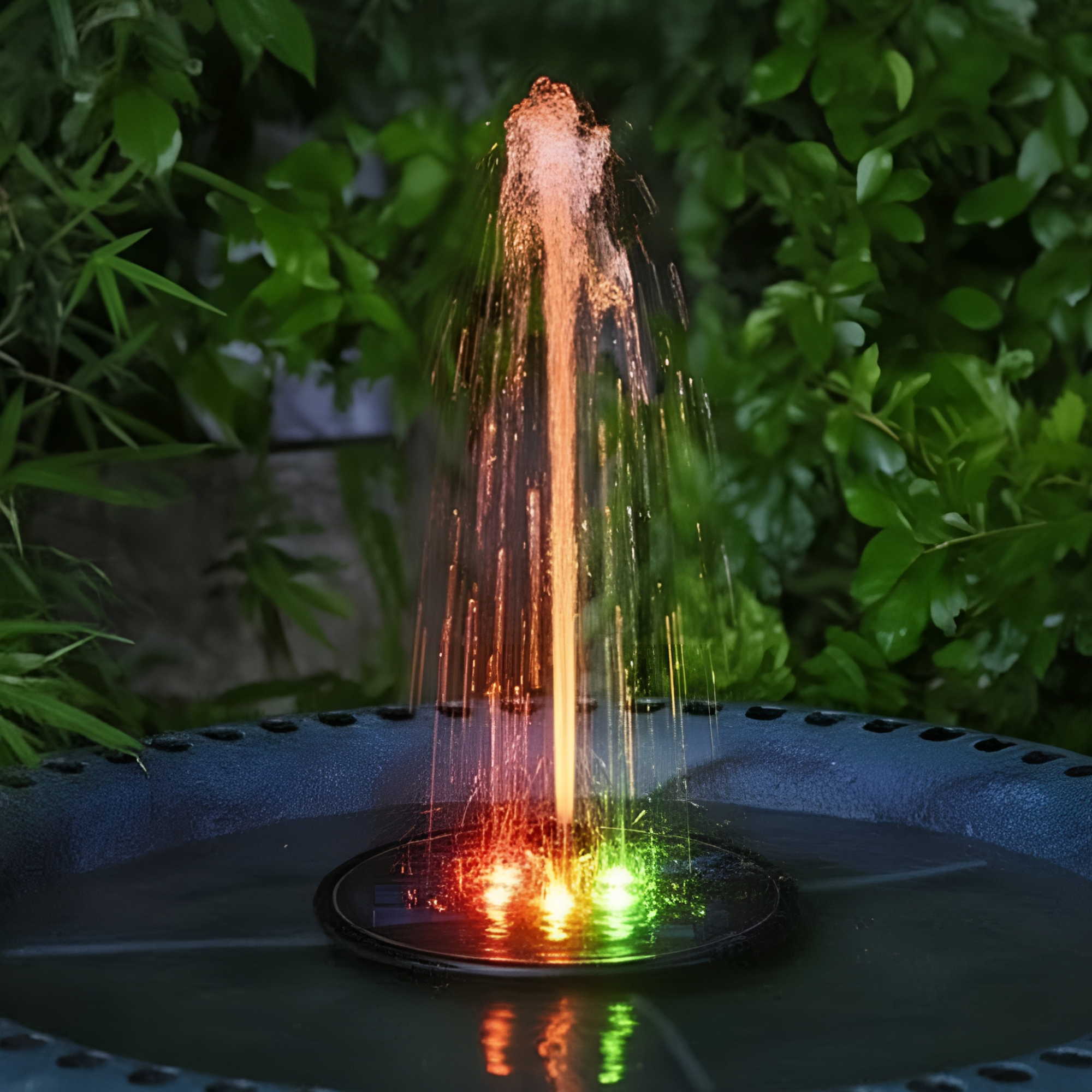 Aurora Solar Water Fountain With LED Lights 7 Nozzles Garden Pond Kit