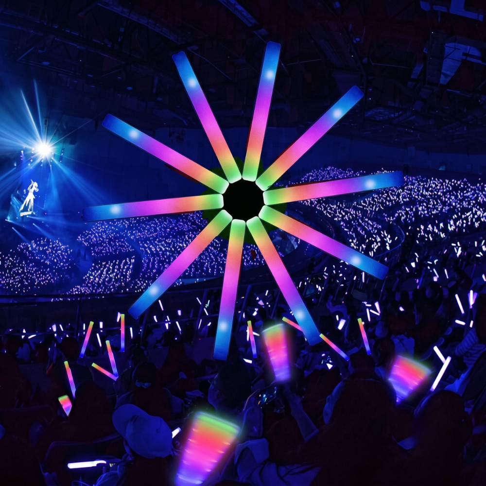 LED Foam Glow Sticks Bulk Party Pack With 3 Flashing Modes For Wedding