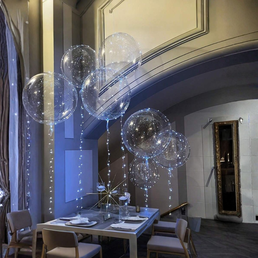 LED Balloon String Lights With Transparent Bobo Ball Design For Party