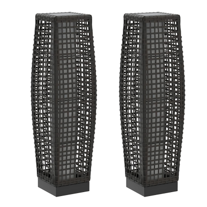 Solar Wicker Outdoor Floor Lamp