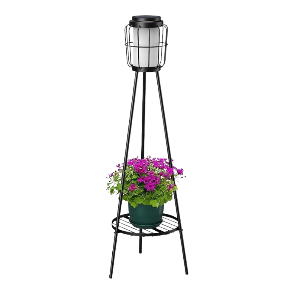 Pack Of 2 Solar Outdoor Floor Lamps With Plant Stands