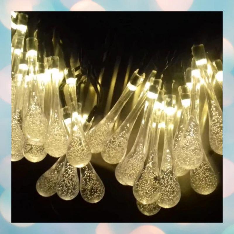 Solar Raindrop String Lights-Solar Flame Torch