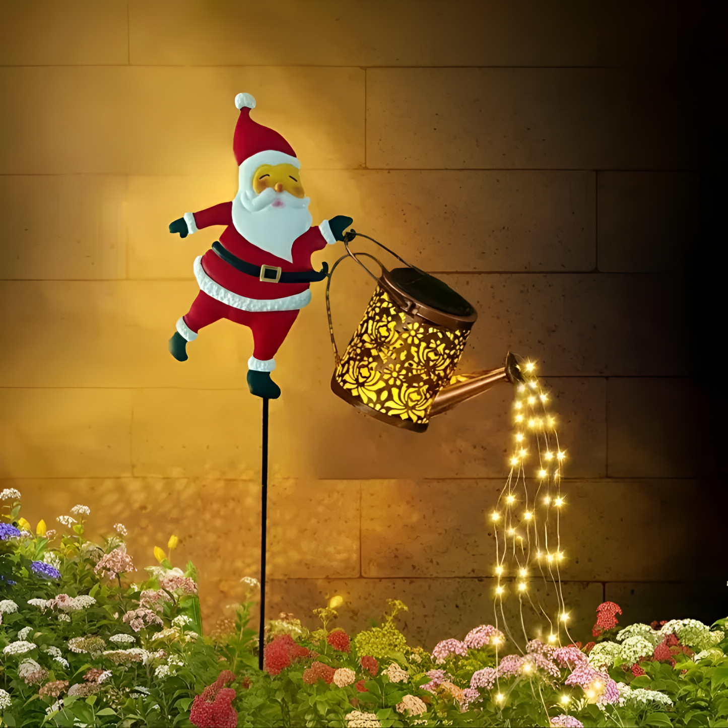 Solar Powered Santa Decorative Garden Kettle Light