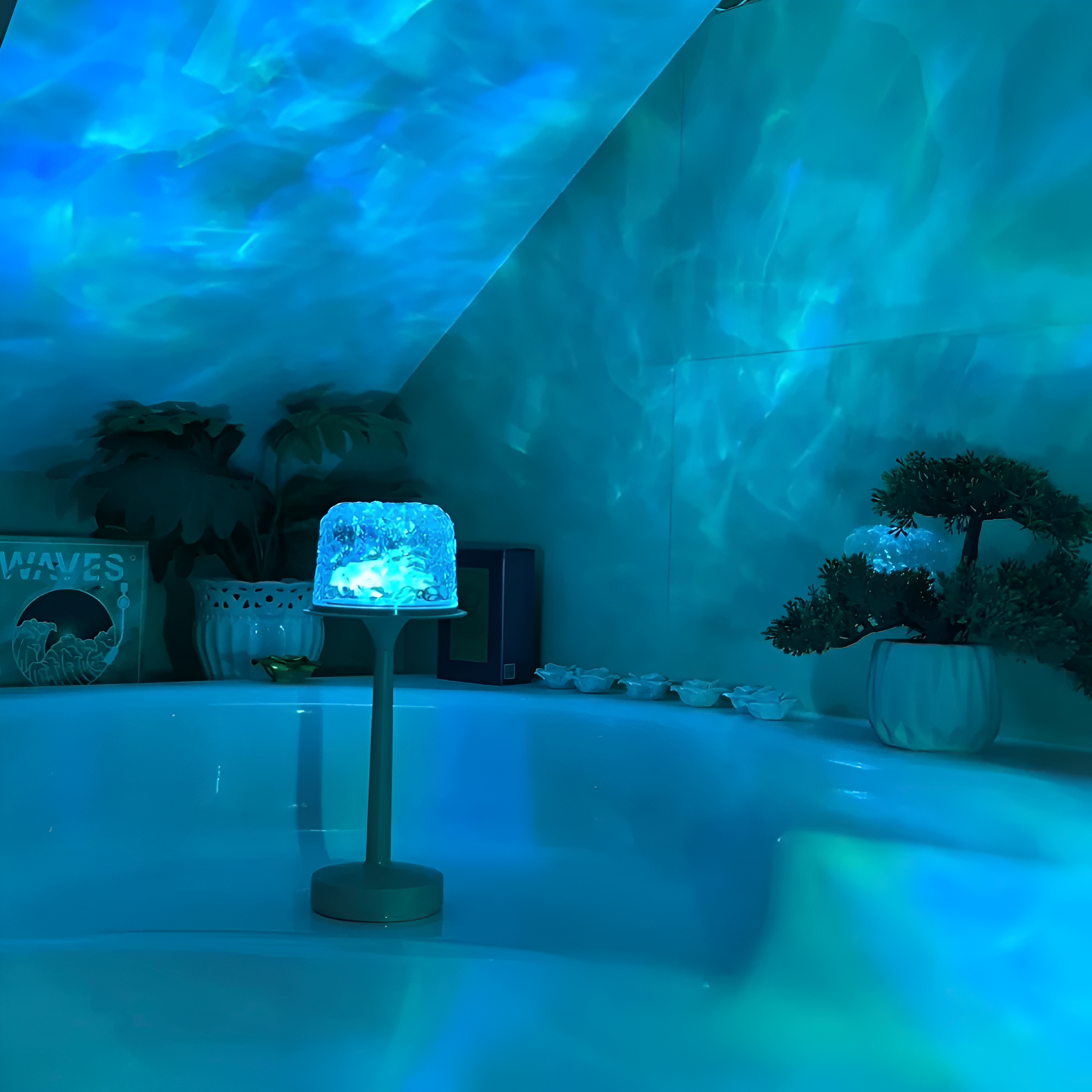 Ocean Wave Projection Themed Table Lamp For Decor