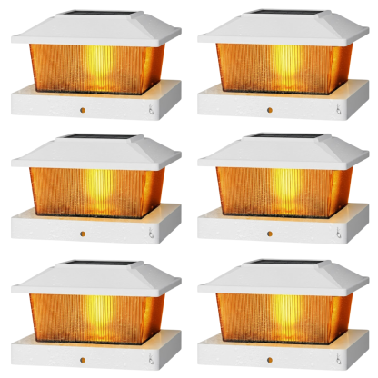 Flickering Flame Solar Post Cap Lights for Outdoor Deck and Fence