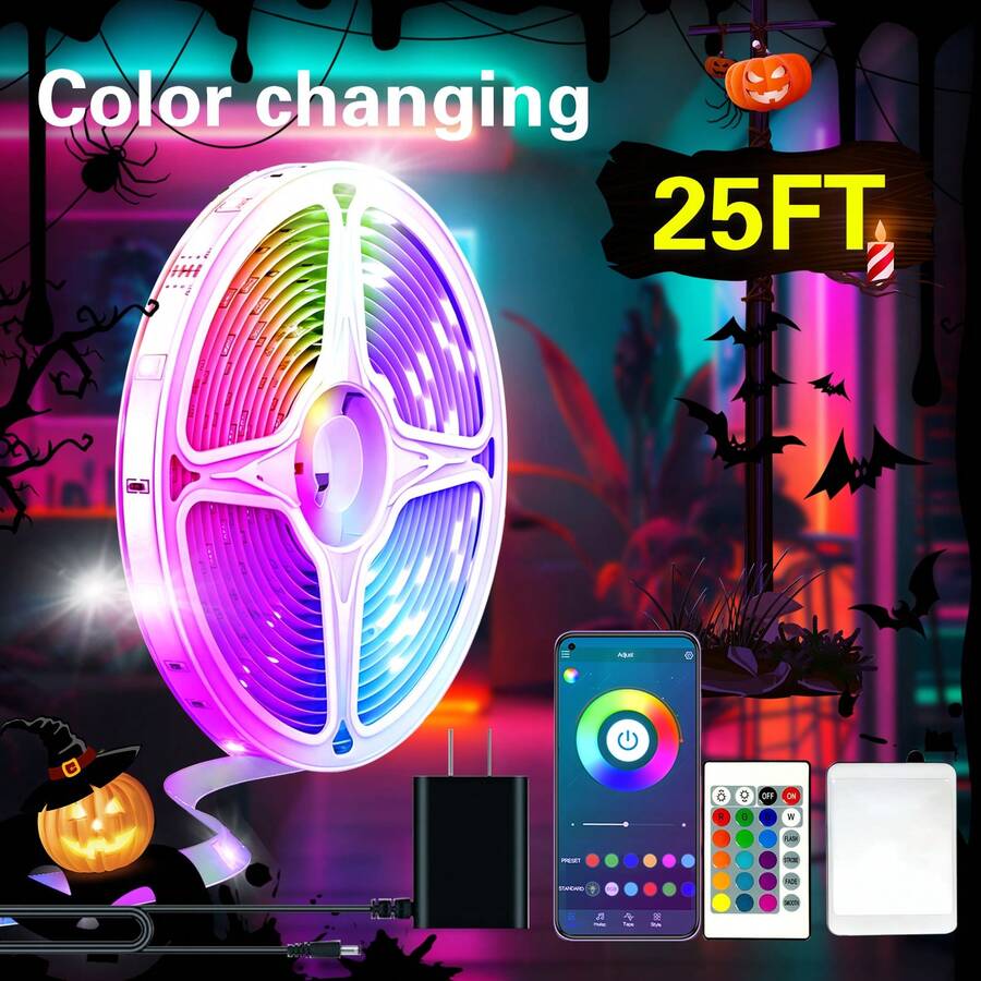 25/50/100/130/200/260 Ft RGB LED Light Strip, Smart Light Strip, App And Remote Control, Christmas, Halloween Decoration, Suitable For Family And Friends Reunion, Bedroom, Party Decoration, Atmosphere Creation - multicolour - View 14