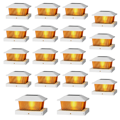 Flickering Flame Solar Post Cap Lights for Outdoor Deck and Fence