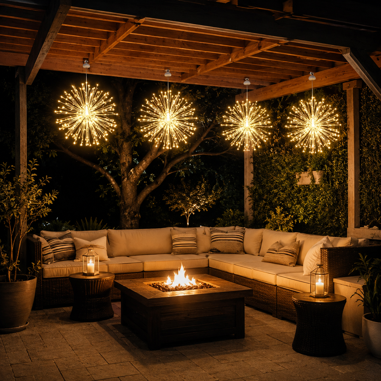 Solar Powered Hanging Firework Lights For Patio Garden And Trees