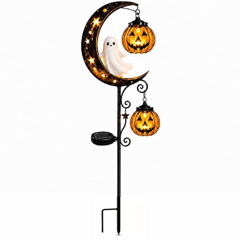 Solar Halloween Garden Lantern Pumpkin Stake Lights For Pathway Decor 