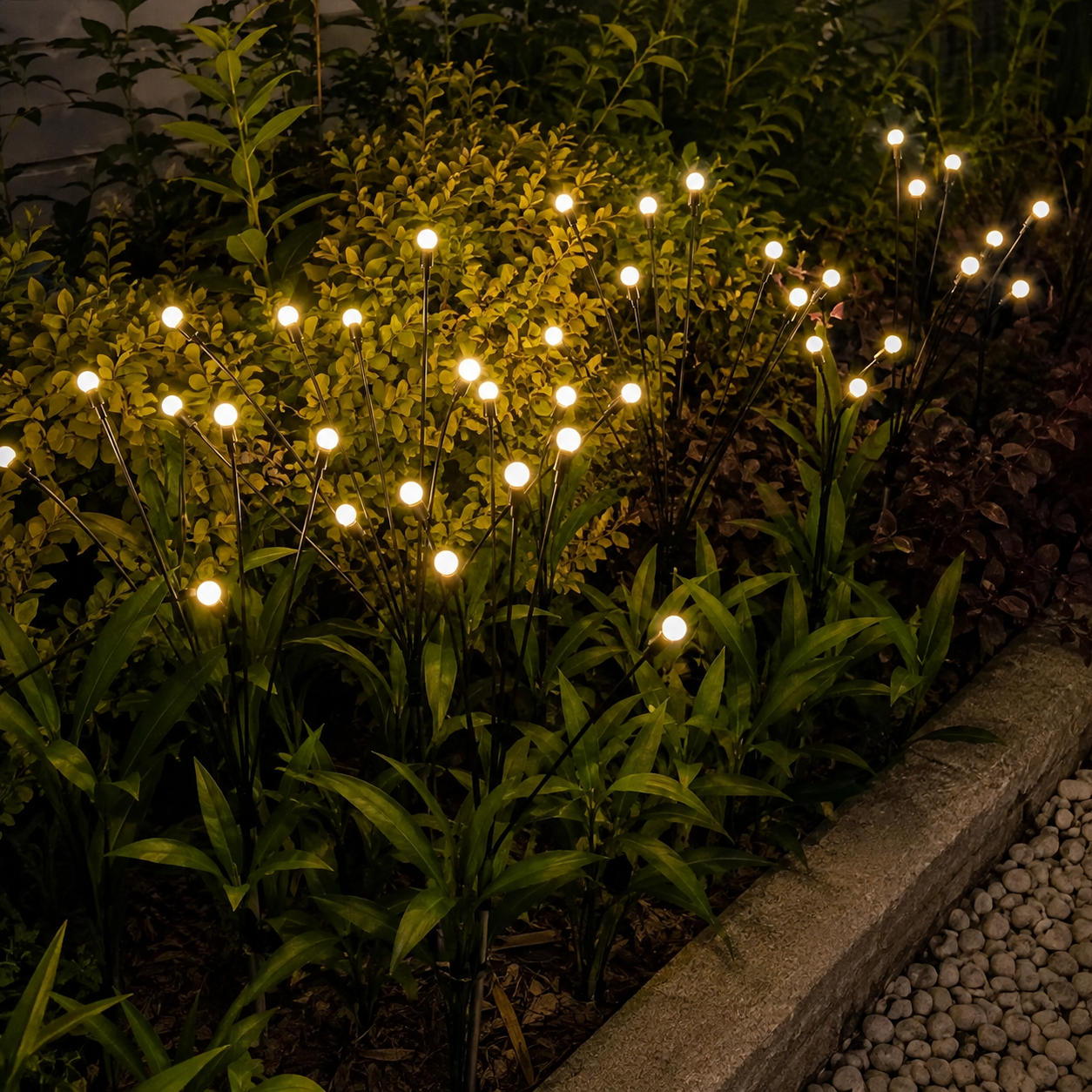Pack Of 8 Solar Firefly Lawn Lights For Garden And Festival Decor