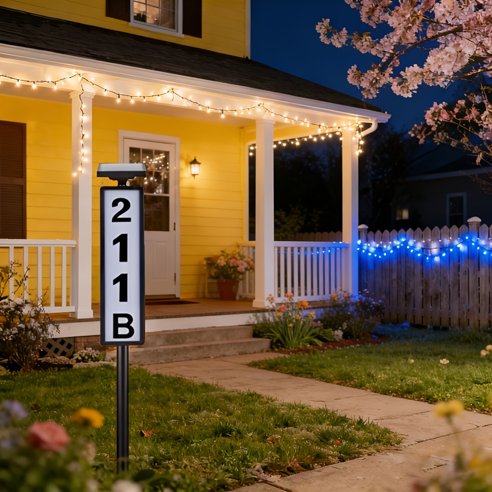 Solar Powered House Number Lawn Lamp For Outdoor Addresses