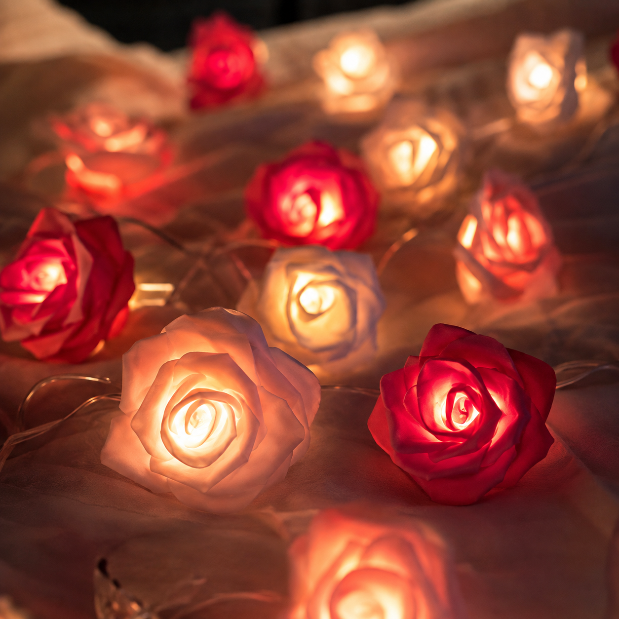 LED Rose String Lights For Wedding Garden And Room Decoration