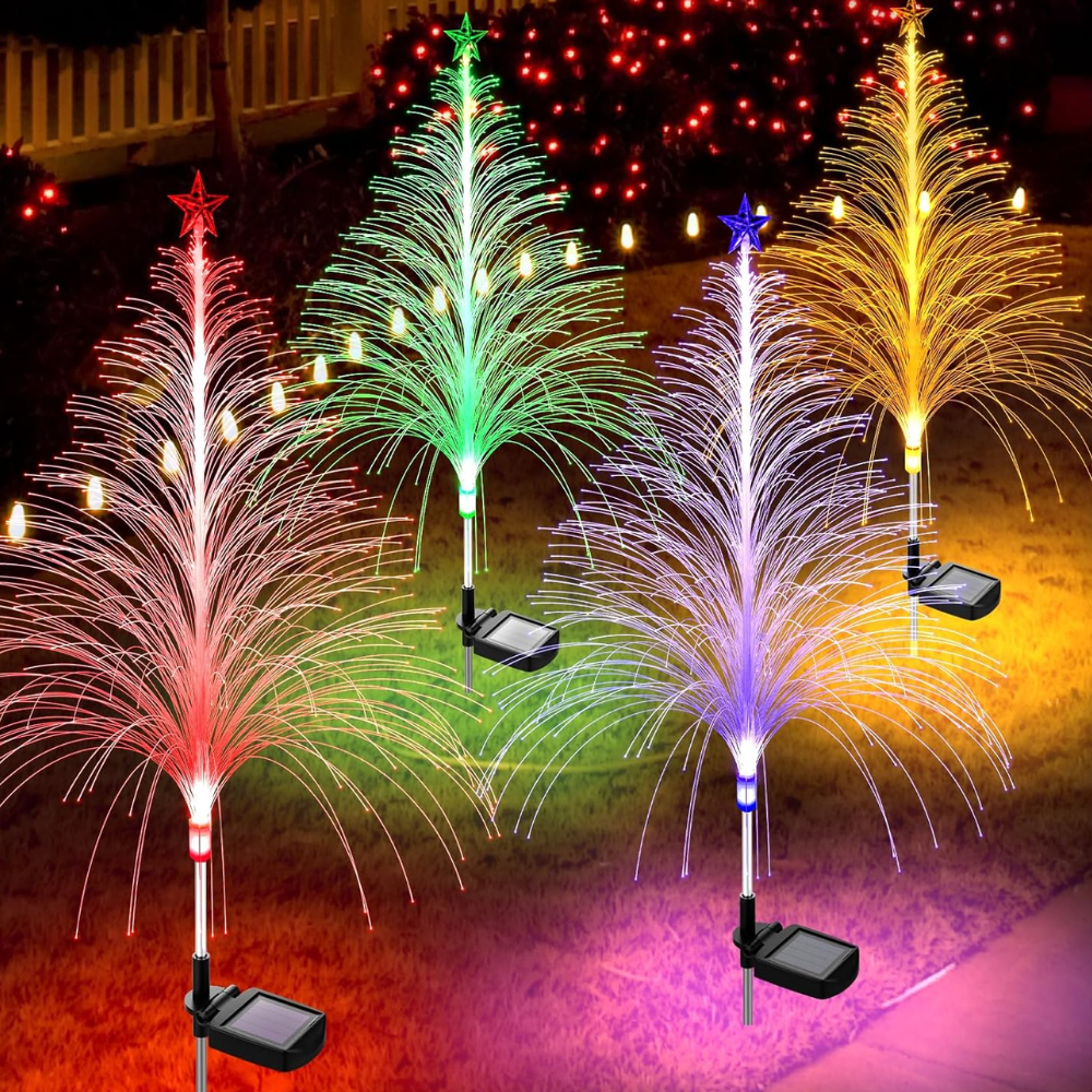 Solar Fiber Christmas Tree Outdoor Garden Pathway Light