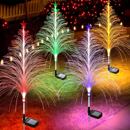 Solar Fiber Christmas Tree Outdoor Garden Pathway Light