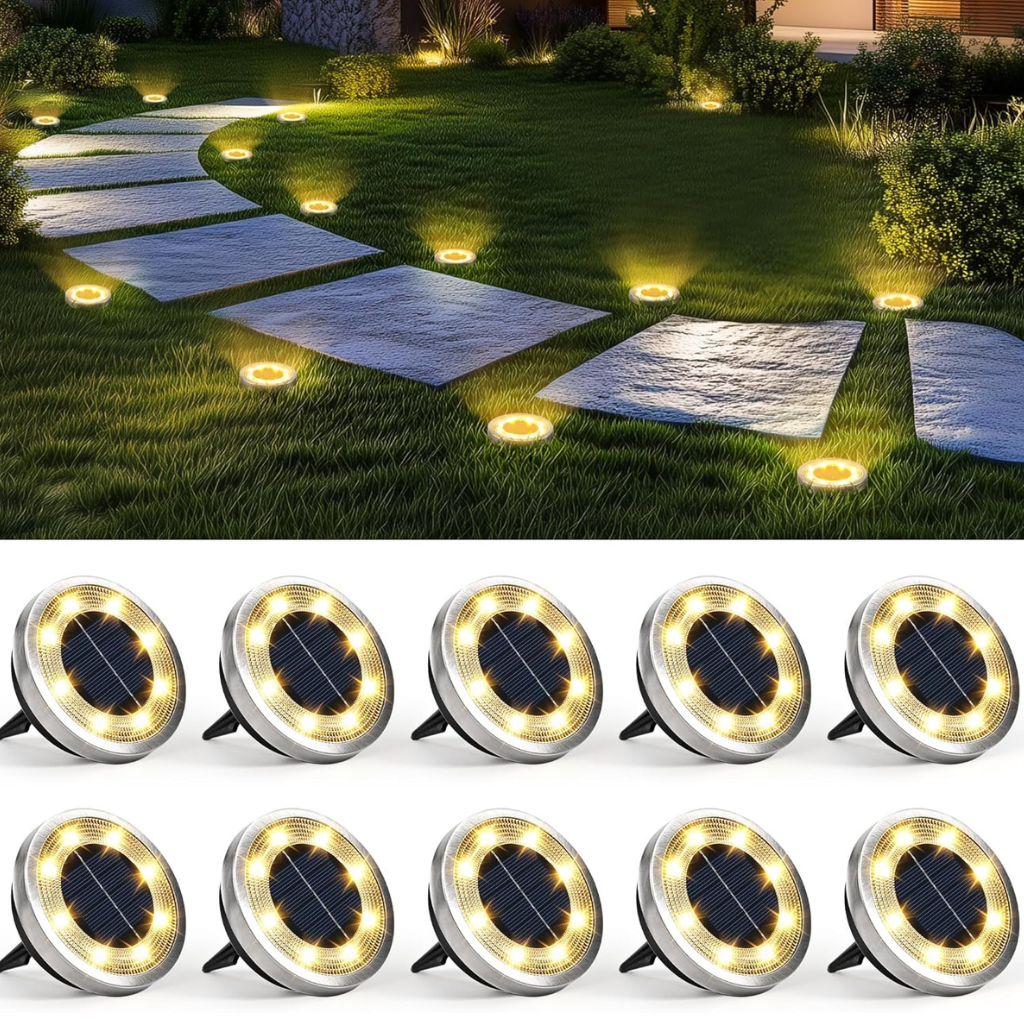 Outdoor Solar Powered Waterproof Pathway Ground Lights For Yard Garden And Driveway