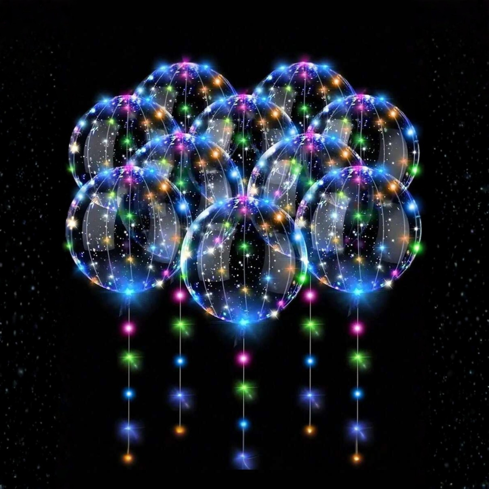LED Balloon String Lights With Transparent Bobo Ball Design For Party