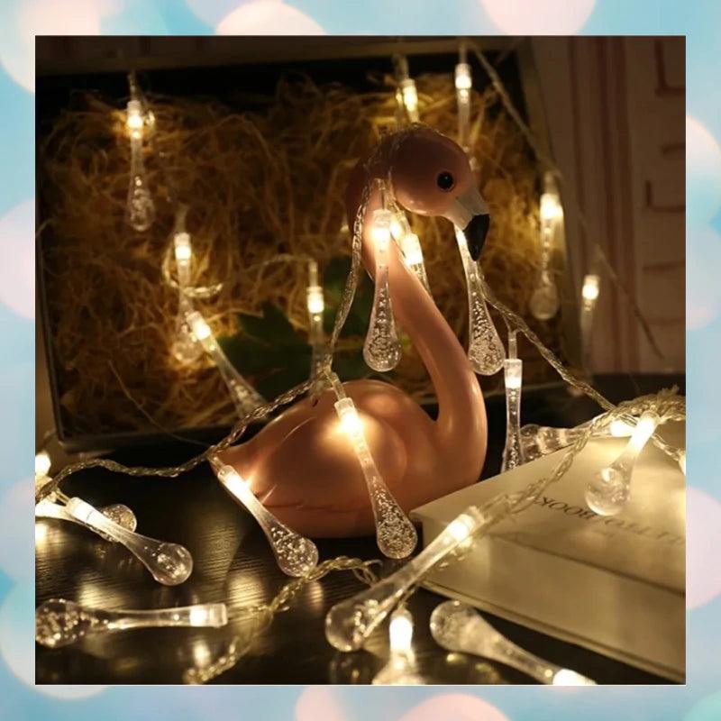 Solar Raindrop String Lights-Solar Flame Torch