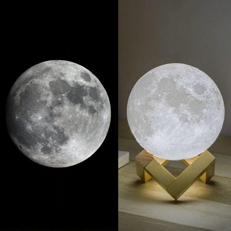 3D Moon Night Lamp - Solar Flame Torch