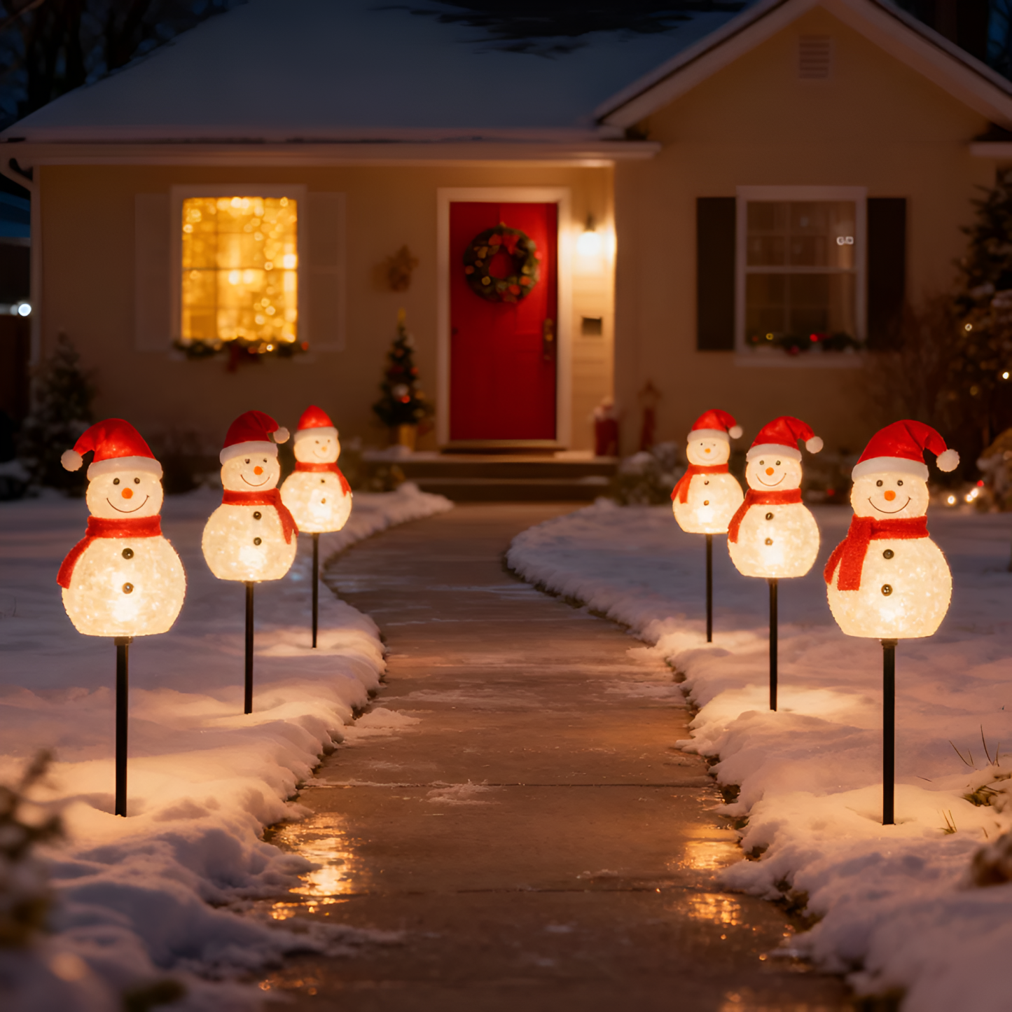 Solar Powered Snowman Outdoor Decorative Path Lights