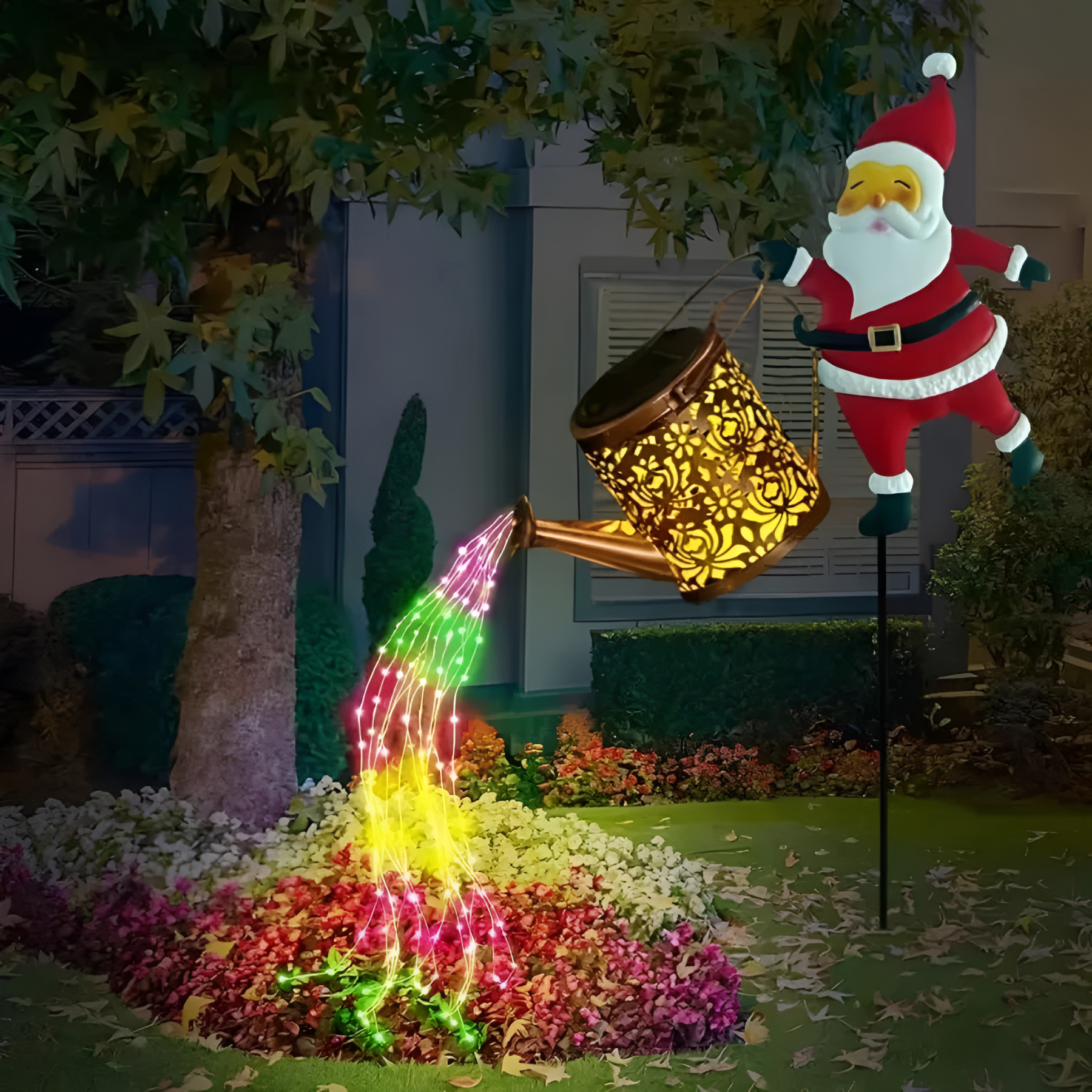 Solar Powered Santa Decorative Garden Kettle Light