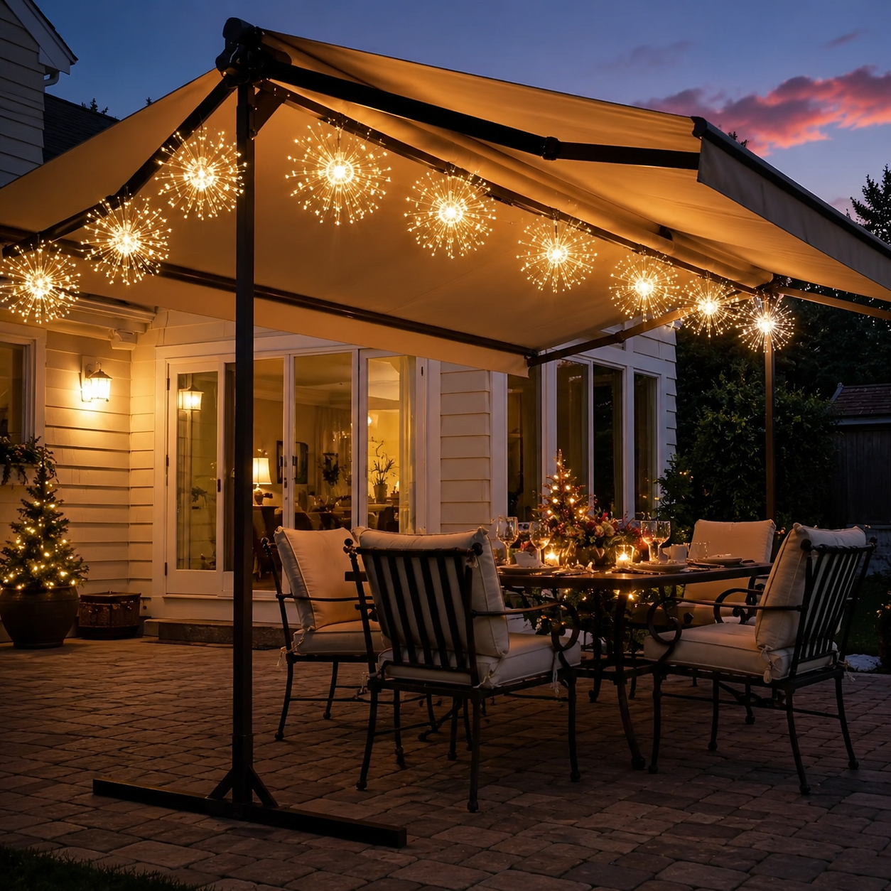 Solar Powered Hanging Firework Lights For Patio Garden And Trees
