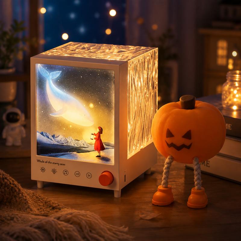 Halloween Themed Pumpkin Lantern And Starry Sky Projector Dimmable Touch Mood LED Light