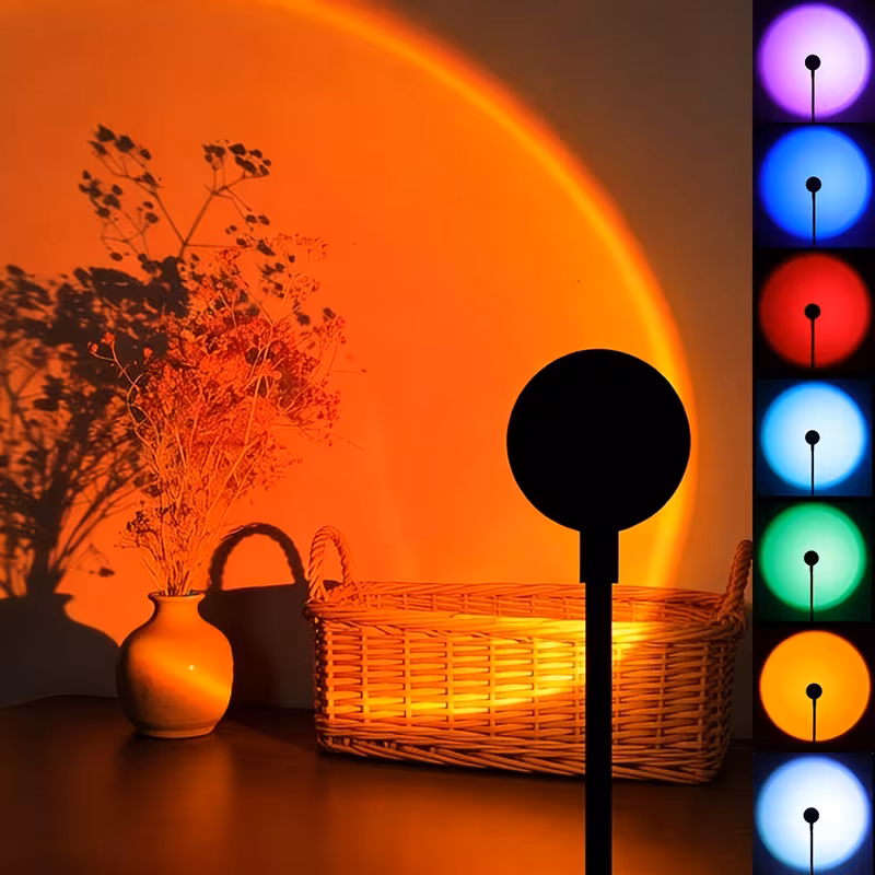 colorful led sunset lamp with adjustable s usb plug and rotation sunset light evening atmosphere lamp suitable for walls ceilings background walls portable great for holiday parties and ambient lighting 9